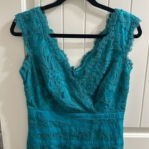 Tadashi Shoji Teal lace dress, Sz. 8